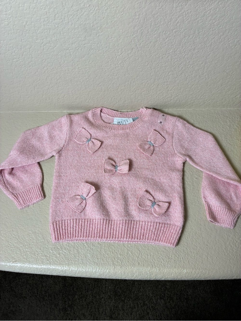 The Children’s Place Girls Pink Bow Sweater 2T NWT